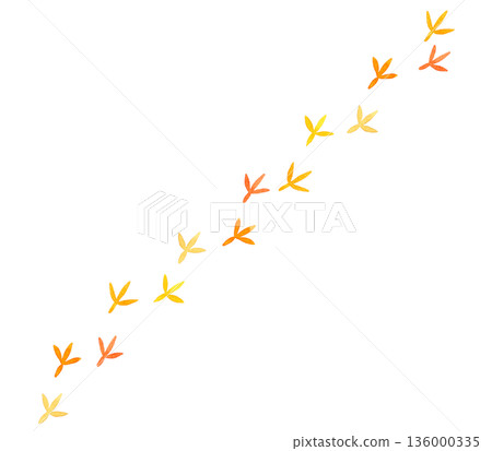 Bird footprints background hand-painted watercolor illustration 136000335
