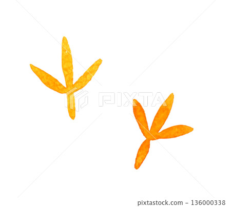 Cute bird footprints hand-drawn watercolor illustration Cute bird footprints hand-drawn watercolor illustration 136000338