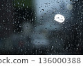 Rainy night window glass and city lights blur 01 136000388