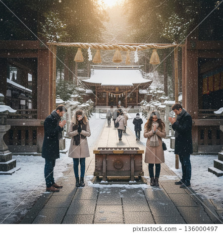 Foreigners going to visit shrines for the first time in the new year 182 136000497