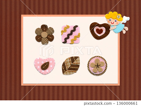 Valentine's Day Chocolate and Angel Applique Illustration Design / Horizontal Stripe 136000661