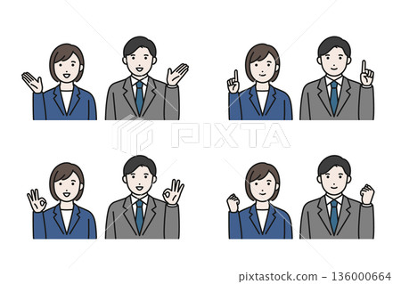 Business person facial expression set Business person facial expression set 136000664