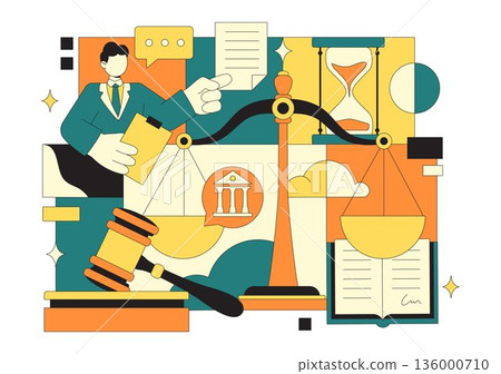 Law Firm Services Vector Illustration Featuring Justice, Legal Advice, Court Judgment, And Lawyer Consultation With Flat Cartoon Style Background Law Firm Services Vector Illustration Featuring Justice, Legal Advice, Court Judgment, And Lawyer Consultation With Flat Cartoon Style Background 136000710