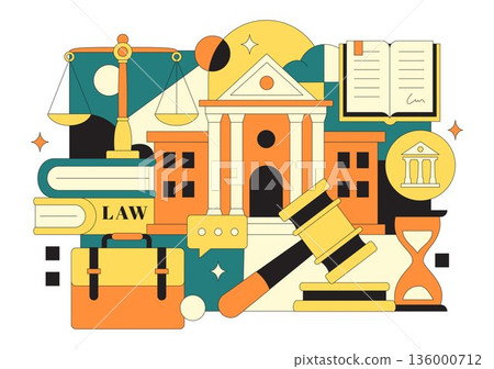 Law Firm Services Vector Illustration Featuring Justice, Legal Advice, Court Judgment, And Lawyer Consultation With Flat Cartoon Style Background Law Firm Services Vector Illustration Featuring Justice, Legal Advice, Court Judgment, And Lawyer Consultation With Flat Cartoon Style Background 136000712