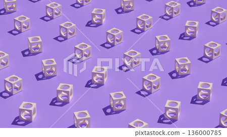 3D illustration of geometric boxes casting shadows in a structured layout 136000785