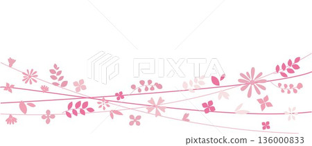 春花插畫,可愛的花卉橫幅 春花插畫,可愛的花卉橫幅 136000833