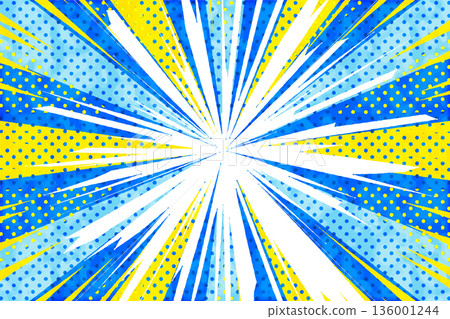 Summer American comic book style background A (horizontal) watercolor style processing 136001244