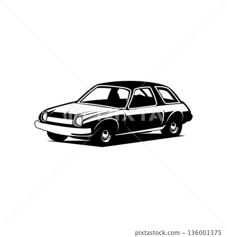 American classic car logo. Isolated on white background with rear view. Best for badges, emblems, icons. American classic car logo. Isolated on white background with rear view. Best for badges, emblems, icons. 136001375