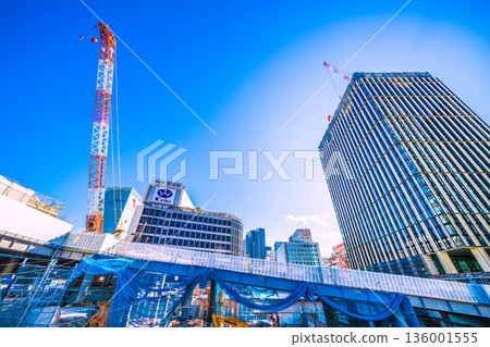 日本東京城市景觀,1月25日。新宿站西口改造工程、西新宿1丁目地區工程、起重機等。 日本東京城市景觀,1月25日。新宿站西口改造工程、西新宿1丁目地區工程、起重機等。 136001555