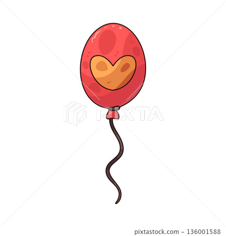 illustration of red balloon with heart illustration of red balloon with heart 136001588
