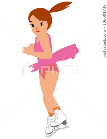 Illustration of a woman competing in a winter sports competition - figure skating 02 136001735