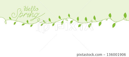 Simple plant frame, green leaf decoration illustration, spring illustration Simple plant frame, green leaf decoration illustration, spring illustration 136001906