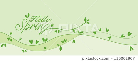 Simple plant frame, green leaf decoration illustration, spring illustration Simple plant frame, green leaf decoration illustration, spring illustration 136001907