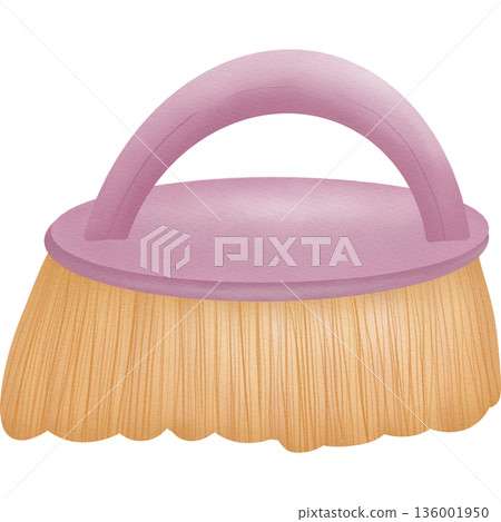 Stiff bristle brush for scrubbing floors hand drawn transparency illustration 136001950