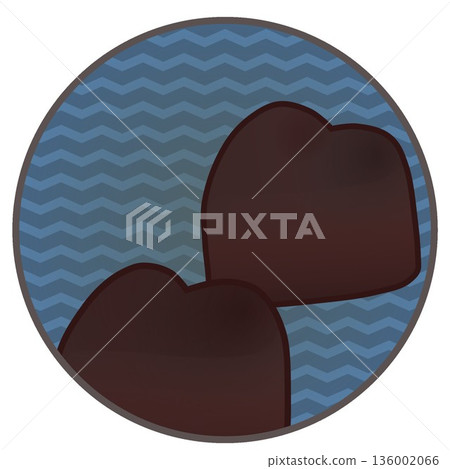 圓形背景的心形巧克力插圖 136002066