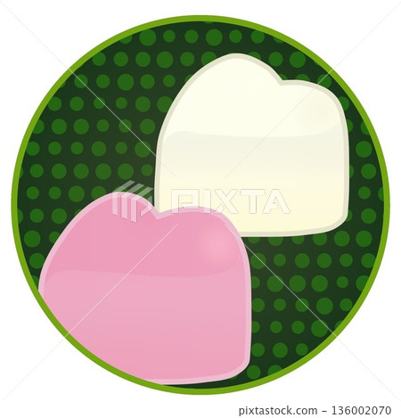 Illustration of a heart-shaped chocolate with a circular background 136002070