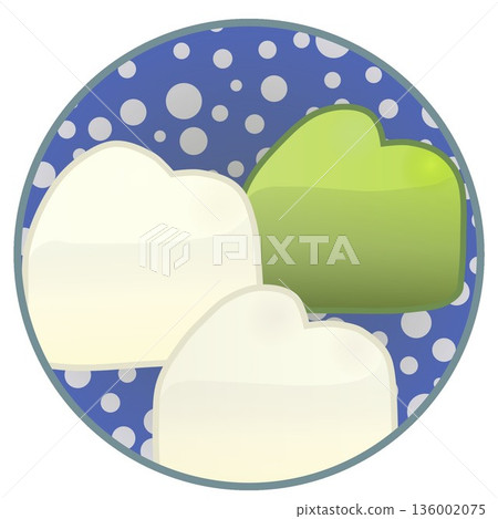 Illustration of a heart-shaped chocolate with a circular background 136002075
