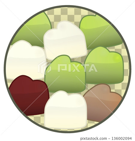 Illustration of a heart-shaped chocolate with a circular background Illustration of a heart-shaped chocolate with a circular background 136002094