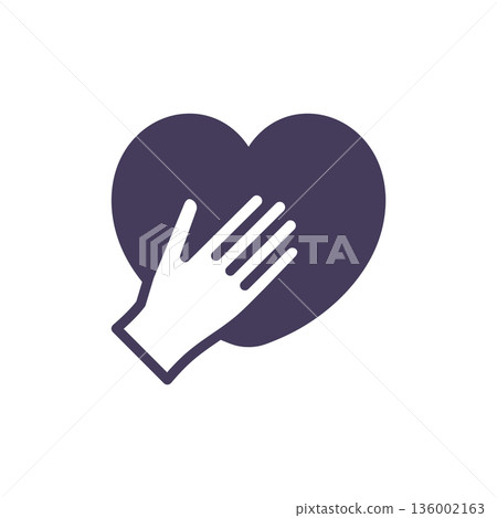 Hand on Heart Pledge Icon, Oath and Loyalty Symbol, Solid Glyph Vector Sign for Patriotism, Citizenship and Civic Duty. 136002163