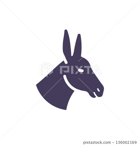Donkey Democratic Party Icon, Political Election Symbol of USA Politics, Solid Glyph Vector Emblem for Campaign, Voting and Democracy. Donkey Democratic Party Icon, Political Election Symbol of USA Politics, Solid Glyph Vector Emblem for Campaign, Voting and Democracy. 136002169