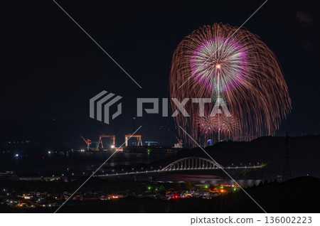 Night view of Imari Port and Imari Bay Fireworks Night view of Imari Port and Imari Bay Fireworks 136002223