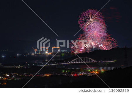 Night view of Imari Port and Imari Bay Fireworks 136002229