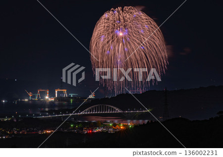 Night view of Imari Port and Imari Bay Fireworks 136002231