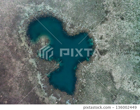 Coral reefs and the Blue Hole seen from the sky - Palau scenery 136002449