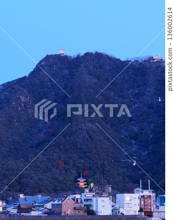 Winter night view of Mt. Kinka 136002614