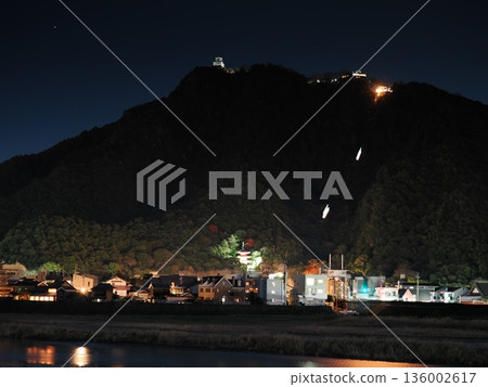 Winter night view of Mt. Kinka 136002617