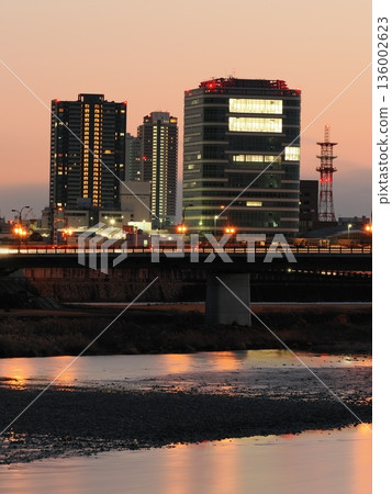 Red-dyed winter streetscape 136002623