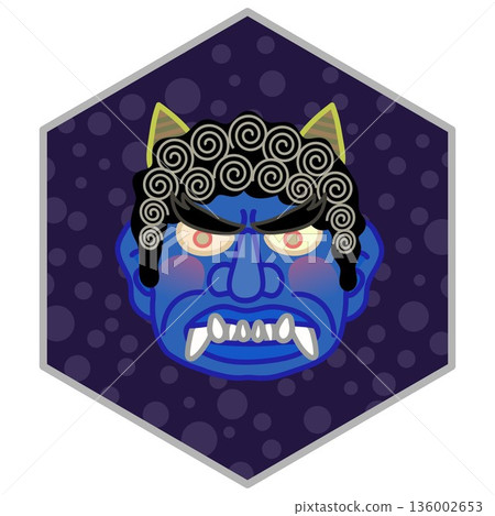 Setsubun illustration with hexagon background Setsubun illustration with hexagon background 136002653