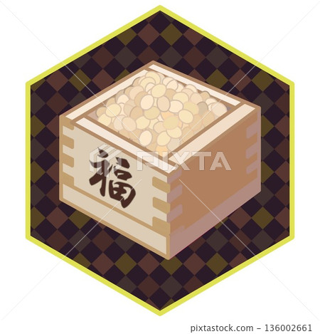 Setsubun illustration with hexagon background Setsubun illustration with hexagon background 136002661