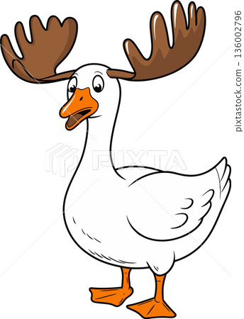 Goose with Moose Antlers Cartoon Goose with Moose Antlers Cartoon 136002796
