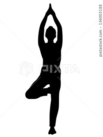 Vector illustration of a woman silhouette doing yoga poses 136003188