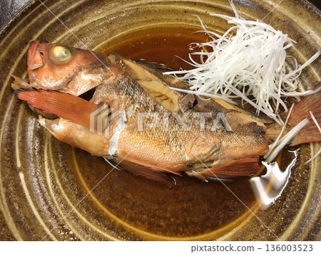 Simmered Rockfish with Head, Spring, Fish Dishes, Home Cooking, Izakaya Menu Simmered Rockfish with Head, Spring, Fish Dishes, Home Cooking, Izakaya Menu 136003523