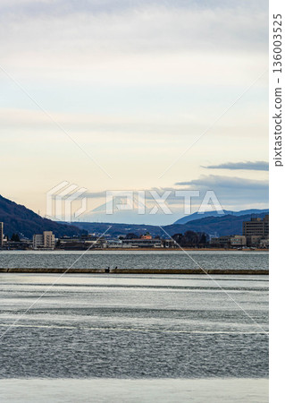Frozen Lake Suwa and Mt. Fuji Frozen Lake Suwa and Mt. Fuji 136003525