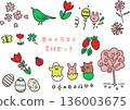 Cute spring illustration material set 136003675