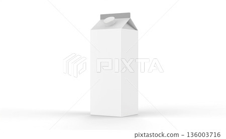 白色牛奶盒模型，帶螺旋蓋，3D空白模板，可用於您的包裝設計 136003716