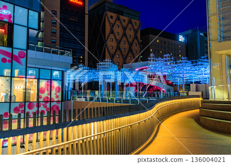 Night view of Shibuya Sakura Stage (Nigiwai STAGE) in Shibuya Ward, Tokyo Night view of Shibuya Sakura Stage (Nigiwai STAGE) in Shibuya Ward, Tokyo 136004021