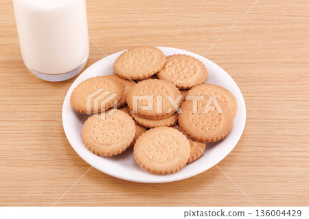 Biscuits on a white plate 136004429