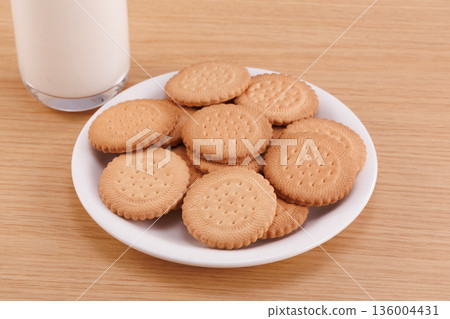 Biscuits on a white plate Biscuits on a white plate 136004431