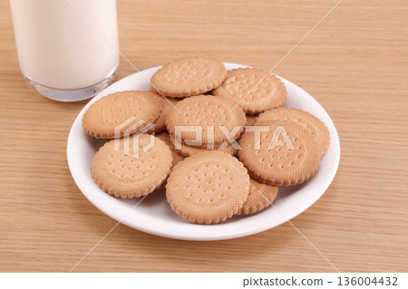 Biscuits on a white plate 136004432