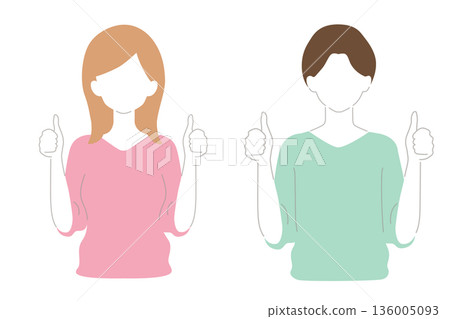 Woman and man showing thumbs up Woman and man showing thumbs up 136005093