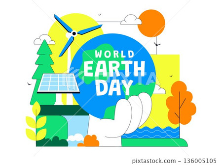 World Earth Day Vector Illustration April 22 Featuring Global Map With Plants And Trees For Environmental Greening Awareness Flat Cartoon Background World Earth Day Vector Illustration April 22 Featuring Global Map With Plants And Trees For Environmental Greening Awareness Flat Cartoon Background 136005105