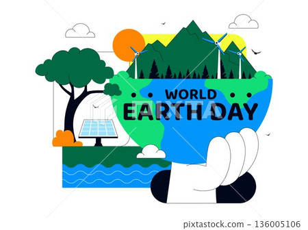 World Earth Day Vector Illustration April 22 Featuring Global Map With Plants And Trees For Environmental Greening Awareness Flat Cartoon Background World Earth Day Vector Illustration April 22 Featuring Global Map With Plants And Trees For Environmental Greening Awareness Flat Cartoon Background 136005106