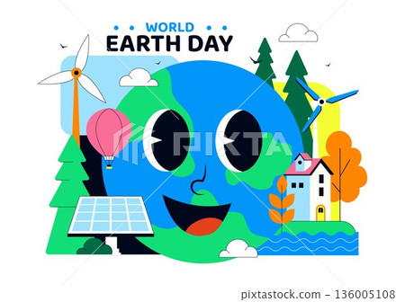 World Earth Day Vector Illustration April 22 Featuring Global Map With Plants And Trees For Environmental Greening Awareness Flat Cartoon Background World Earth Day Vector Illustration April 22 Featuring Global Map With Plants And Trees For Environmental Greening Awareness Flat Cartoon Background 136005108