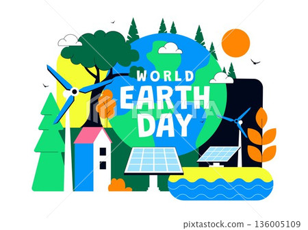 World Earth Day Vector Illustration April 22 Featuring Global Map With Plants And Trees For Environmental Greening Awareness Flat Cartoon Background World Earth Day Vector Illustration April 22 Featuring Global Map With Plants And Trees For Environmental Greening Awareness Flat Cartoon Background 136005109