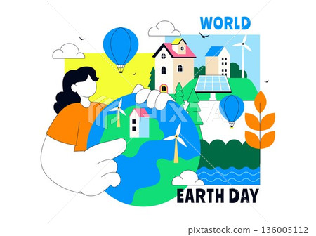 World Earth Day Vector Illustration April 22 Featuring Global Map With Plants And Trees For Environmental Greening Awareness Flat Cartoon Background World Earth Day Vector Illustration April 22 Featuring Global Map With Plants And Trees For Environmental Greening Awareness Flat Cartoon Background 136005112