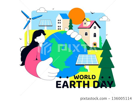 World Earth Day Vector Illustration April 22 Featuring Global Map With Plants And Trees For Environmental Greening Awareness Flat Cartoon Background World Earth Day Vector Illustration April 22 Featuring Global Map With Plants And Trees For Environmental Greening Awareness Flat Cartoon Background 136005114